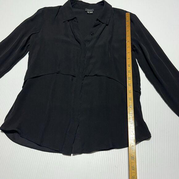 Theory Button Up Shirt Double Layered Rosita Silk Blend Blouse Black Size P XS ? - Picture 10 of 11